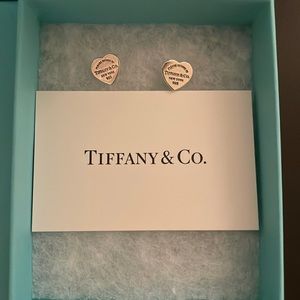 Tiffany heart tag silver stud earrings